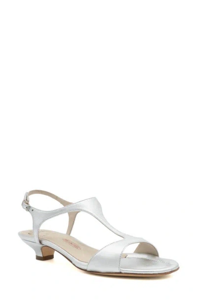 Amalfi By Rangoni Damasco Kitten Heel T-strap Sandal In Moon Etoile - Silver Buckle