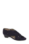 Amalfi By Rangoni Desio Embossed Cross Strap Sandal In Navy Leather