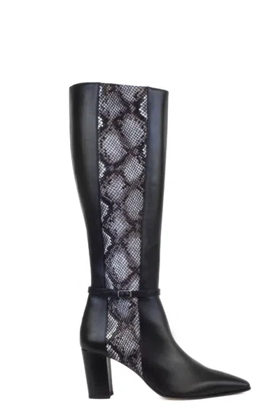 Amalfi By Rangoni Istria Pointed Toe Knee High Boot- Medium Width In Black Phyton
