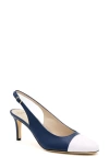 Amalfi By Rangoni Lauretta Slingback Cap Toe Pump In Navy Parm/white Parm
