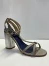 AMALFI BY RANGONI LAVAGNA T-STRAP HEELS IN RAME/GRIGIO