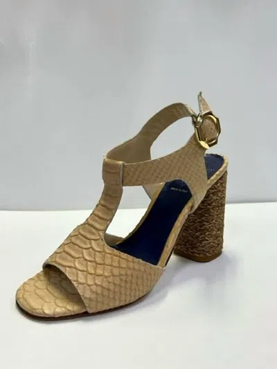 Amalfi By Rangoni Lente Heeled Sandal In Snake/raff In Beige