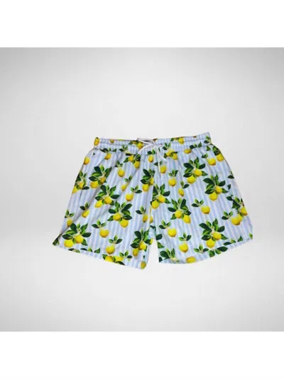 Amalfi By Rangoni Men's Swim Shorts In Coast Lemon In Multi