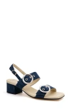 Amalfi By Rangoni Miriam Slingback Sandal In Navy Cashmere - Silver Buckle