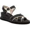 Amalfi By Rangoni Montecarlo Wedge Sandal In Black/sand Parma Combo