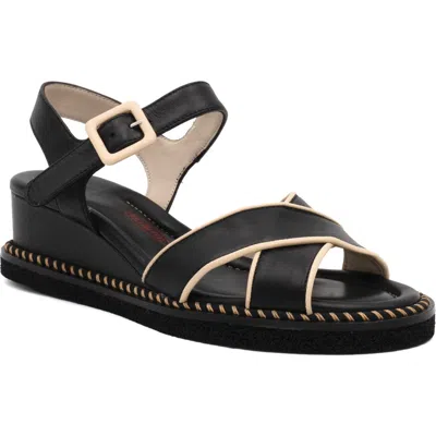Amalfi By Rangoni Montecarlo Wedge Sandal In Black/sand Parma Combo