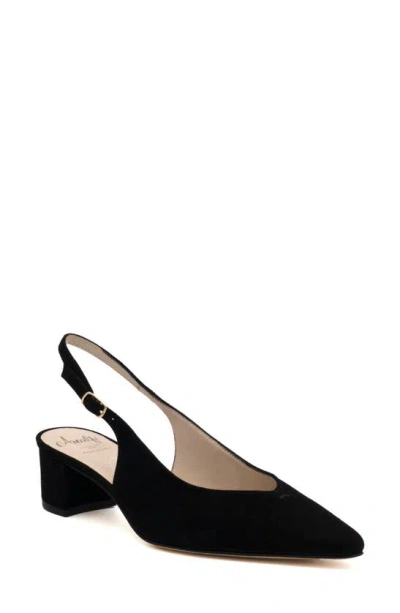 Amalfi By Rangoni Panerea Slingback Pointed Toe Pump In Black - Platinum Buckle