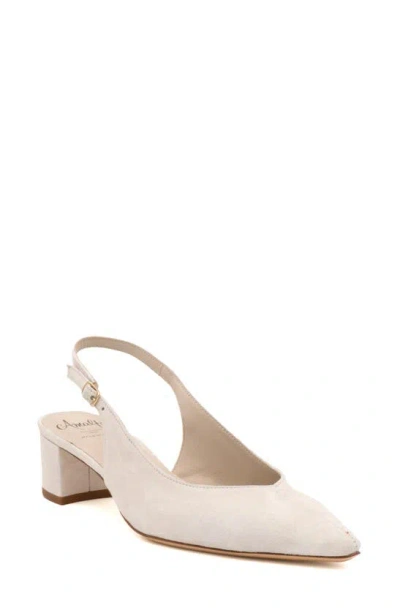 Amalfi By Rangoni Panerea Slingback Pointed Toe Pump In Ivory - Platinum Buckle