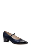 Amalfi By Rangoni Pluto Mary Jane Pointed Cap Toe Pump In Tetris Blu/ Black Vernice