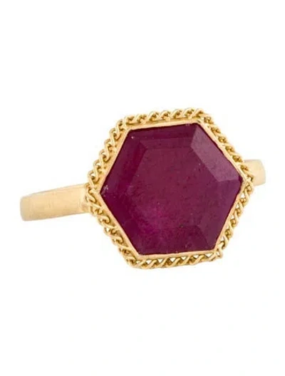 Pre-owned Amali 18k Glass-filled Ruby Cocktail Ring In Multicolor
