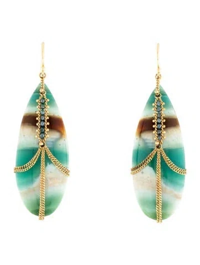 Pre-owned Amali 18k Opal & Diamond Drop Earrings In Multicolor