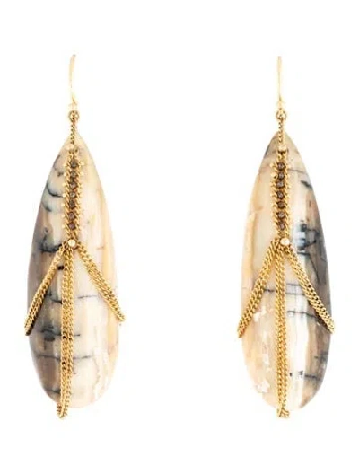 Pre-owned Amali 18k Opal & Diamond Drop Earrings In Multicolor