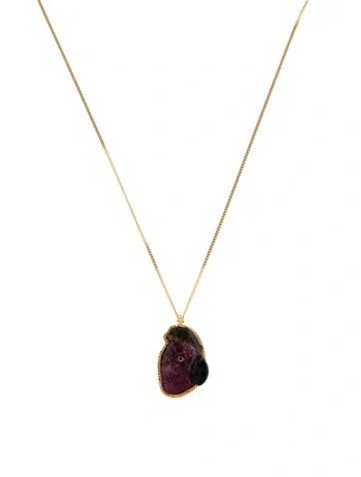 Pre-owned Amali 18k Tourmaline & Nephrite Parrot Pendant Necklace, 17.75" In Multicolor