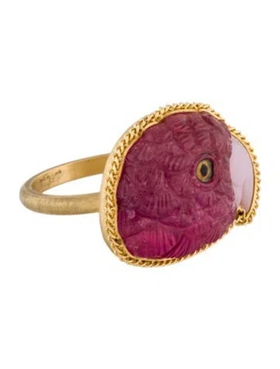 Pre-owned Amali 18k Tourmaline & Opal Pharrot Cocktail Ring In Multicolor