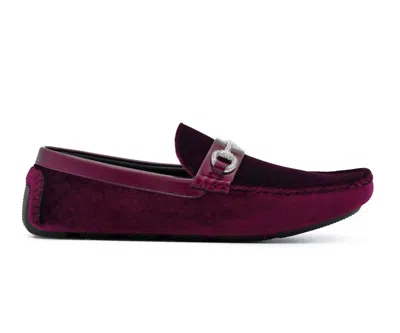 Amali Men's Bling Driving Shoe In Burgundy In Brown