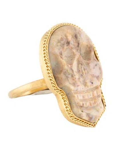 Pre-owned Amali Opal Skull Ring In Multicolor