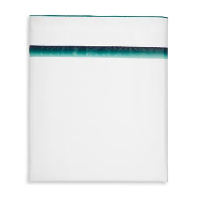 Amalia Home Collection Lagos Gradient Egyptian Cotton Sateen Flat Sheet, Queen - Exclusive In White/esmerald