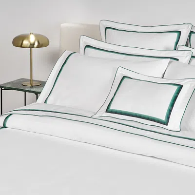 Amalia Home Collection Lagos Sateen Boudoir Sham - Exclusive In White/esmerald