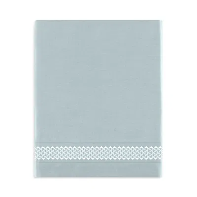 Amalia Home Collection Luiz Embroidered Sateen Flat Sheet, Queen In Blue