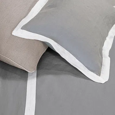 Amalia Home Collection Stonewashed Linen Boudoir Sham - Exclusive In Grey/white