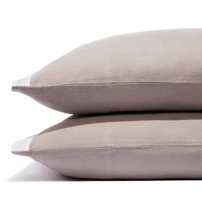 Amalia Home Collection Stonewashed Linen King Pillowcase, Pair - Exclusive In Grey/white