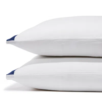 Amalia Home Collection Stonewashed Linen King Pillowcase, Pair - Exclusive In White/navy