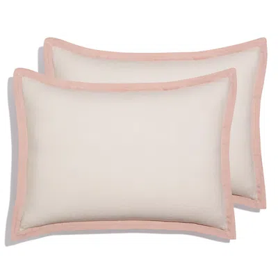 Amalia Home Collection Stonewashed Linen King Sham, Pair - Exclusive In Natural/pink
