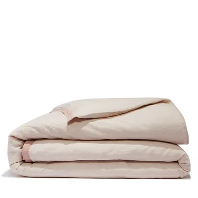Amalia Home Collection Stonewashed Linen Queen Duvet Cover - Exclusive In Natural/pink