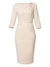 Amalin Pearl Embellished Draped Dress In Neutral