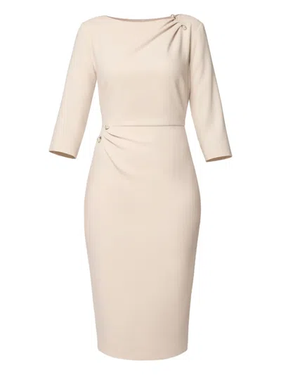 Amalin Pearl Embellished Draped Dress In Neutral
