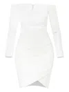 Amalin Stella Off-shoulder Long-sleeve Dress In White