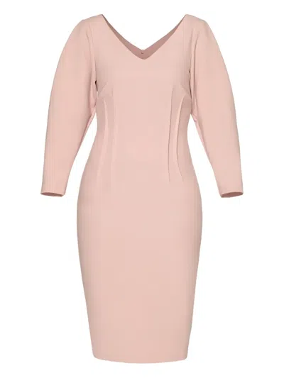 Amalin V-neck Midi Dress In Pink
