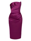 Amalin Vivienne Strapless Draped Dress In Purple