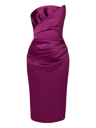 Amalin Vivienne Strapless Draped Dress In Purple