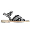 Amambaih Aurora Flat Sandal In Ivory/black In Multi