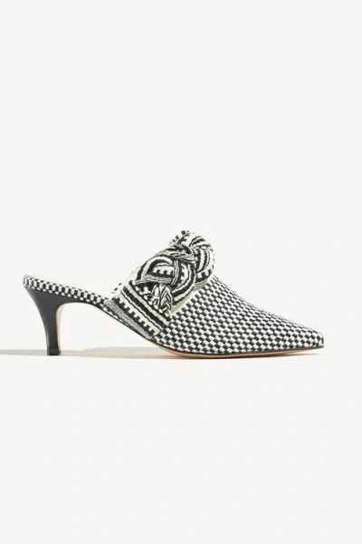 Amambaih Blanca Motif Fabric Mules In Black