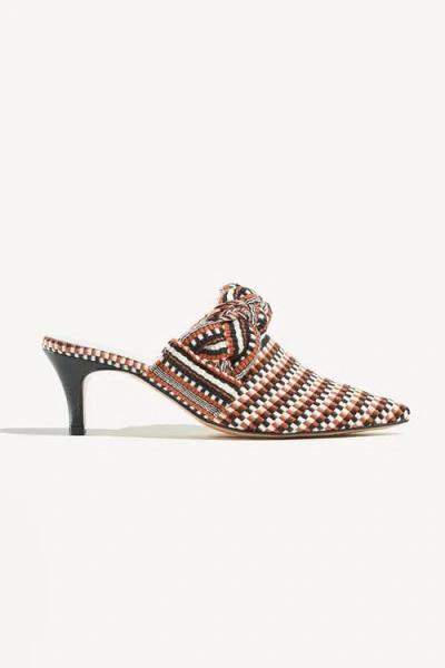 Amambaih Blanca Motif Fabric Mules In Brown