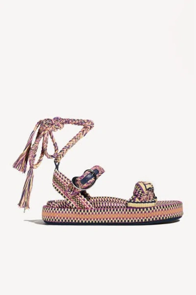 Amambaih Carolina Braided Lace Up Platform Sandal In Multi