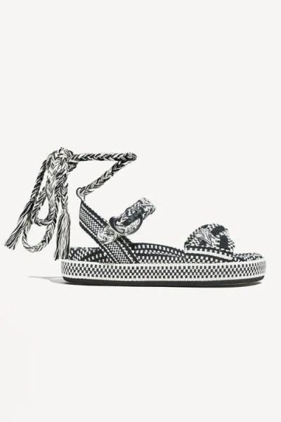 Amambaih Carolina Braided Lace Up Platform Sandal In Black