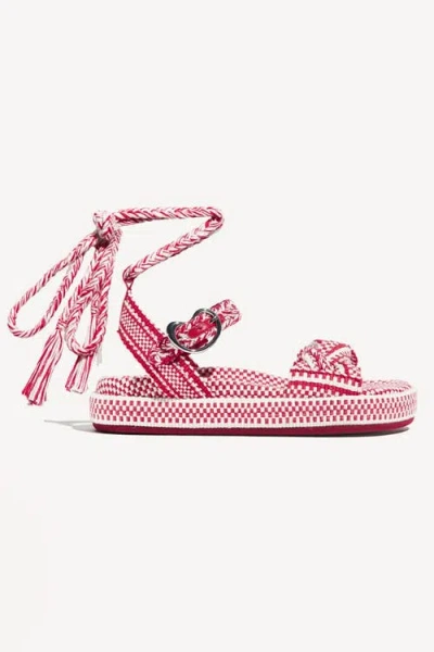 Amambaih Carolina Braided Lace Up Platform Sandal In Red