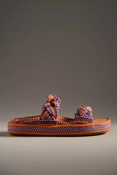 Amambaih Daniella Woven Slide Sandals In Orange