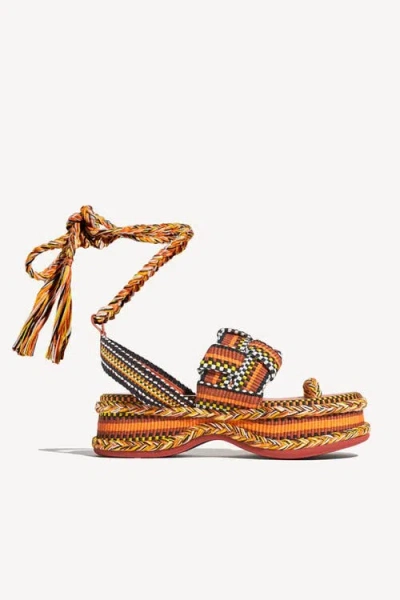 Amambaih Gabriela Braided Platform Sandal With Ankle Ties In Multi