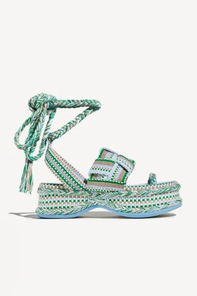 Amambaih Gabriela Braided Platform Sandal With Ankle Ties In Animal Print