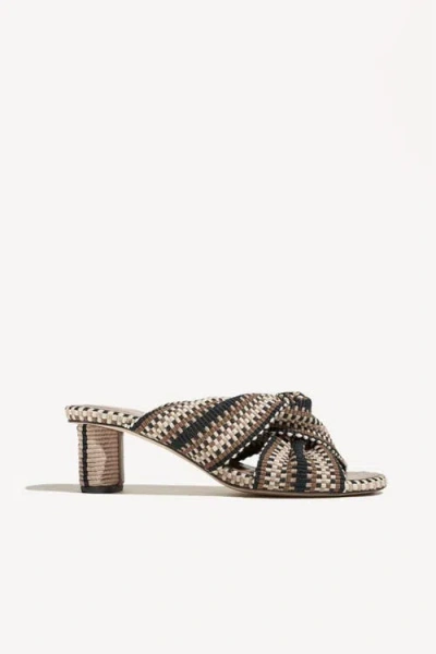 Amambaih Gilda Handwoven Knotted Sandal With Sculptural Heel In Multi