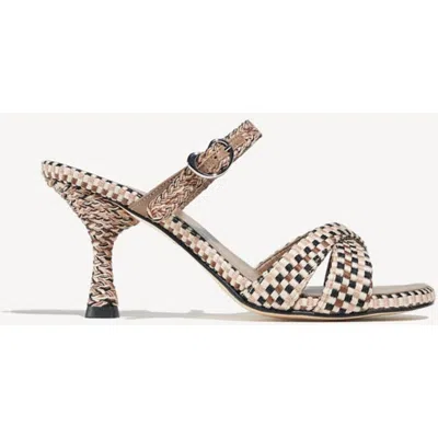 Amambaih Irene Handwoven Sculptural Heel Mule Sandal In Black