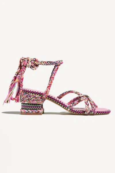 Amambaih Isabel Strappy Cotton Sandals In Animal Print