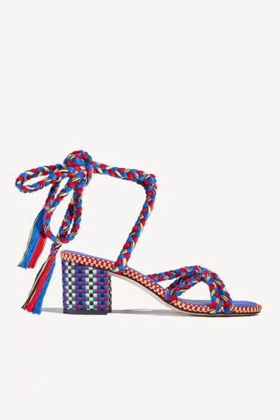 Amambaih Isabela Strappy Cotton Sandals In Multi