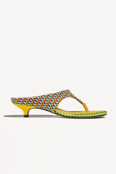 Amambaih Mafalda Open Toe Thong Strapp Fabric Kitten Heel Sandal In Animal Print