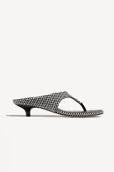 Amambaih Mafalda Open Toe Thong Strapp Fabric Kitten Heel Sandal In Animal Print