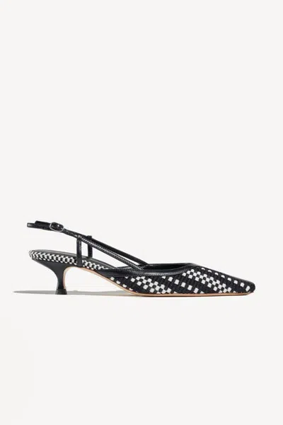 Amambaih Malva Pointed Toe Kitten Slingback Pumps In Black